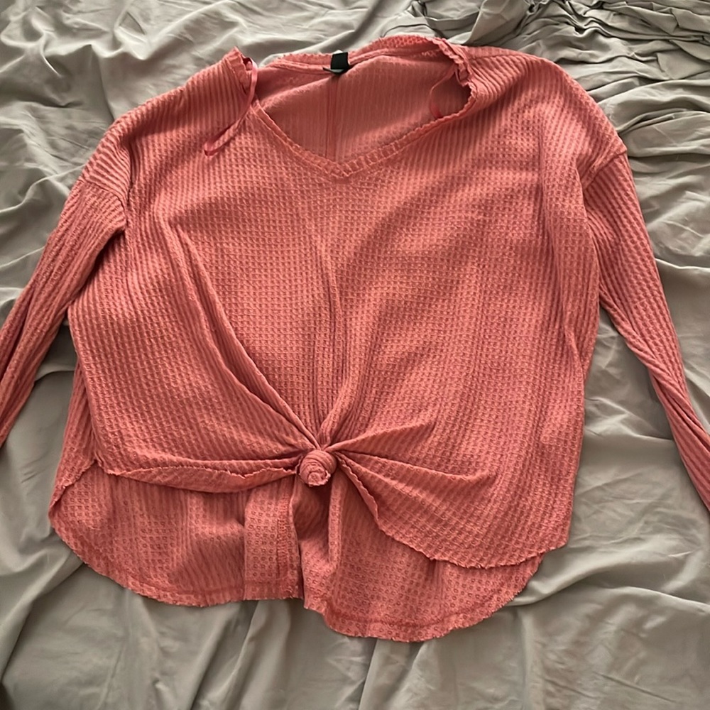 Pink Waffle Knit Long Sleeve